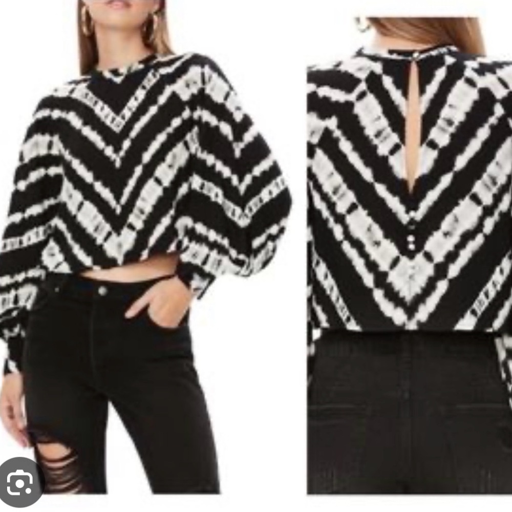 AFRM Black and White Chevron Blouse